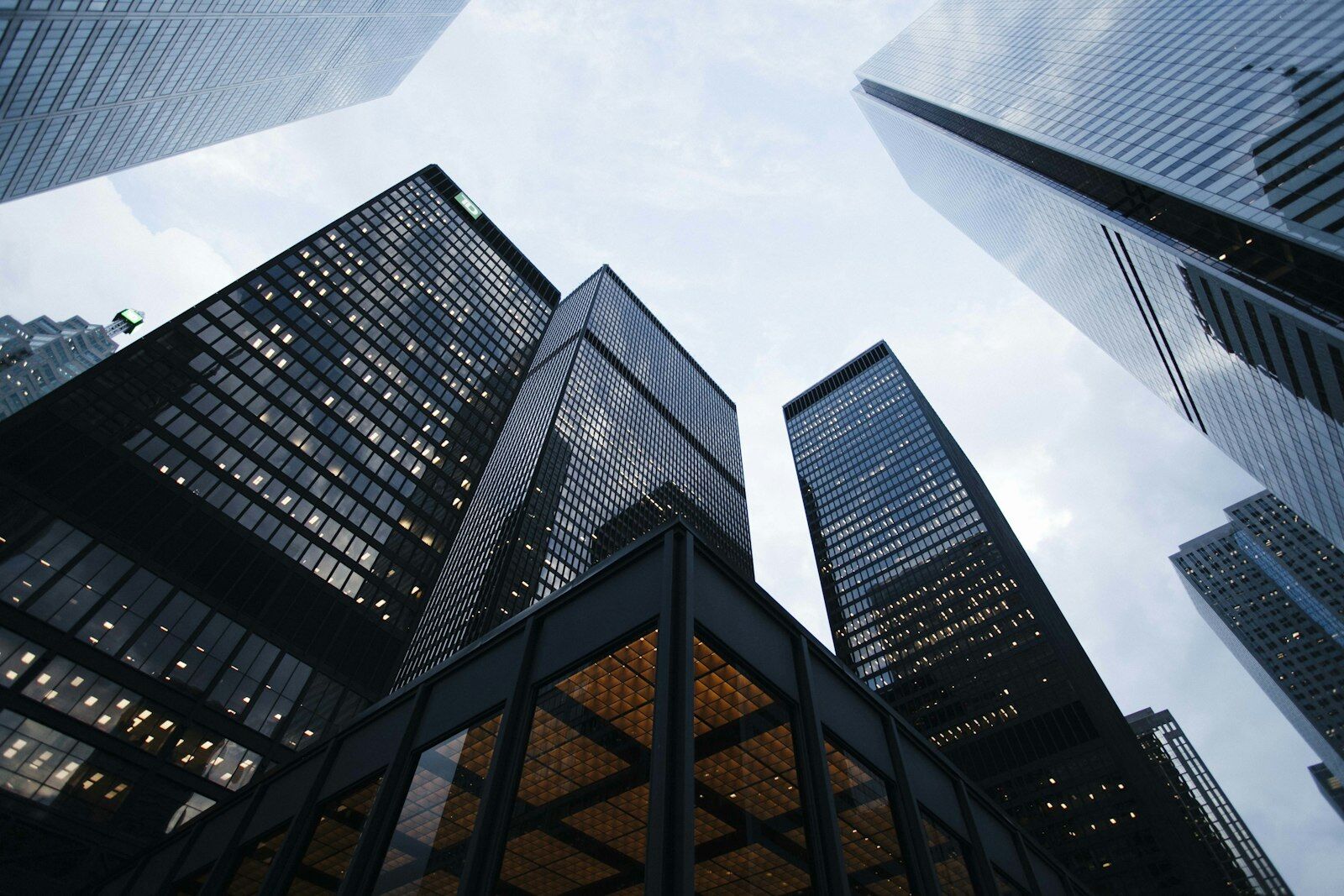 Financial district skyscrapers representing banks, NBFCs and fintech lenders